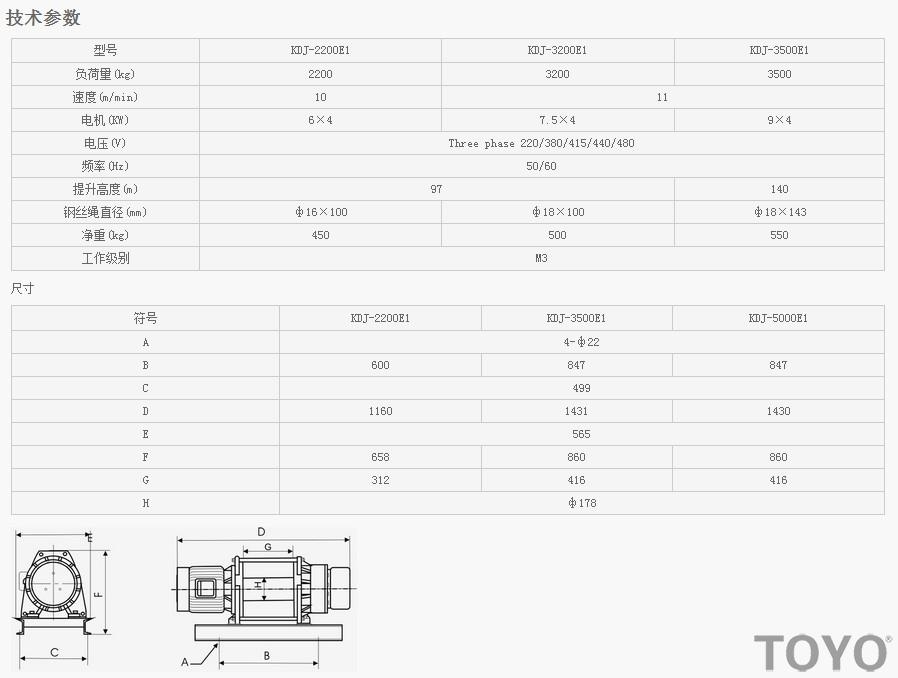 KDJ-2200E1-3200E1-3500E1型電動卷揚機技術參數(shù)