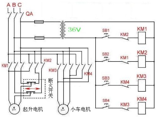 進(jìn)口微電葫蘆接線圖與倒順開關(guān)展示圖